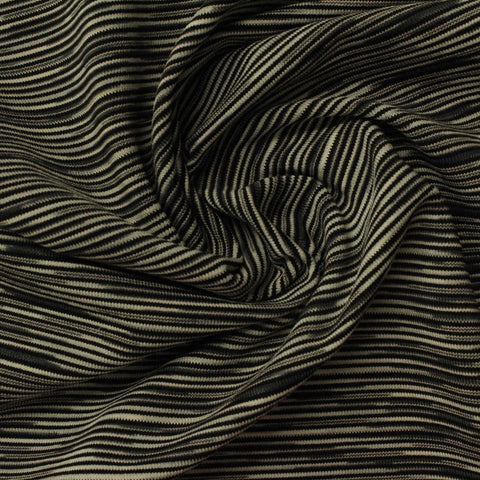 Black Stripes Jersey Knit, Poly-Viscose, 200 gsm