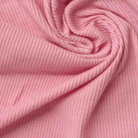 Polyester Stretch Rib Knit Fabric, 200 gsm, 160 cm — Pink