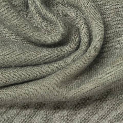 Grey-Green Heather Rib Knit, Polyester, 270 gsm