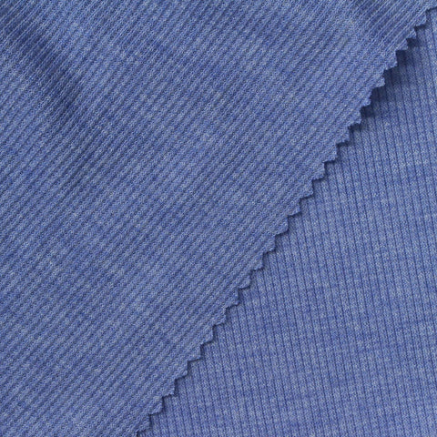 Blue Heather Rib Knit, Poly-Viscose