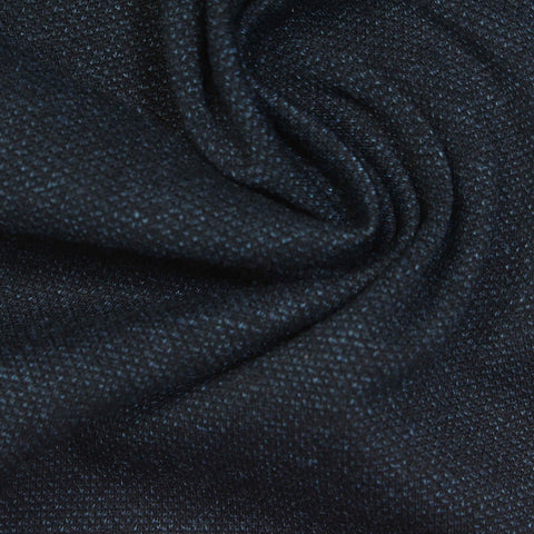 Dark Blue Marl Interlock Knit, Viscose-Nylon
