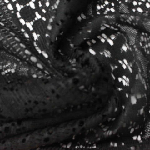 Black Geometric Lace, Cotton-Nylon