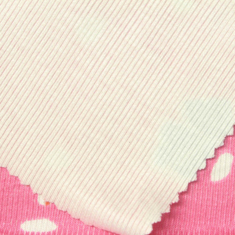 Pink Flowers Rib Knit, Viscose, 220 gsm