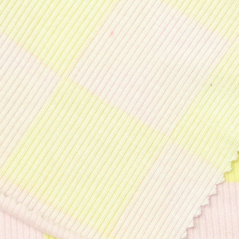 Light Yellow Check Rib Knit, Viscose