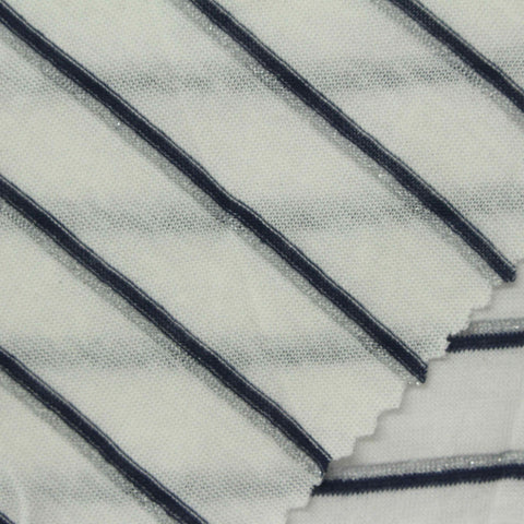Navy Horizontal-Stripe Knit, Polyester, 115 gsm