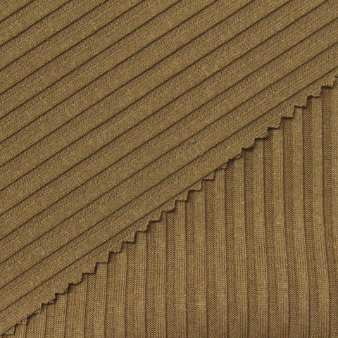 Polyester Stretch Rib Knit Fabric, 220 gsm, 140 cm — Khaki