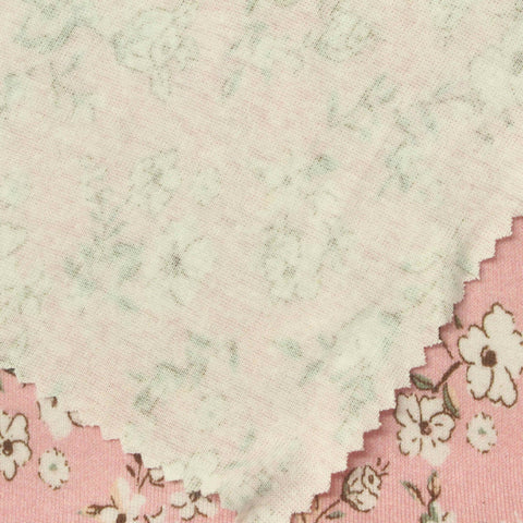 Cream Floral Rib Knit, Cotton