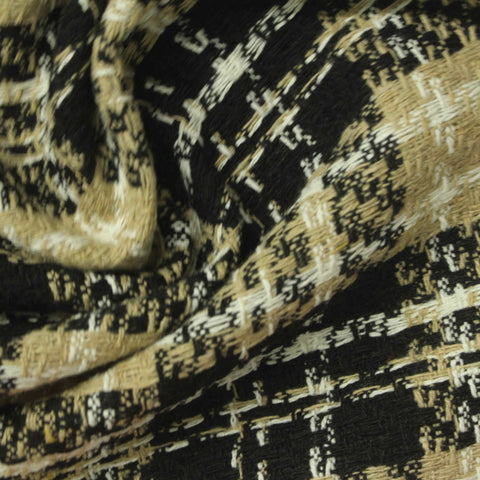 Black Plaid Bouclé, Polyester, 300 gsm