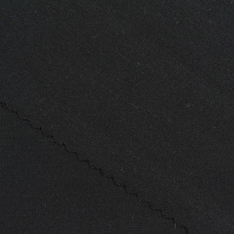 Viscose Nylon Stretch Ponte Knit Fabric, 300 gsm, 160 cm — Black