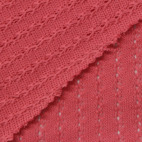 Coral Vertical-Eyelet Chunky Knit, Cotton