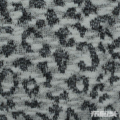 Black Animal Print Chunky Knit, Cotton-Poly, 224 gsm