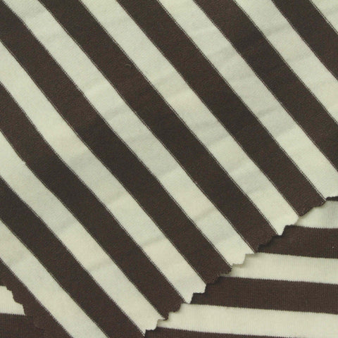 Dark Brown Horizontal-Stripe Knit, Viscose-Poly