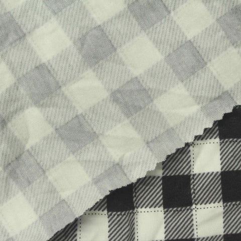Black Bold-Check Jersey Knit, Cotton-Tencel Lyocell