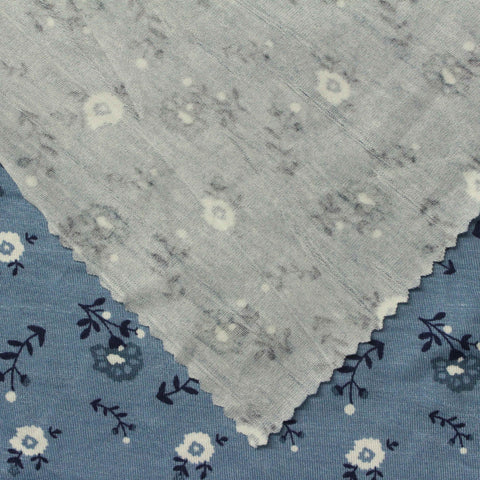 White Floral Jersey Knit, Modal, 132 gsm