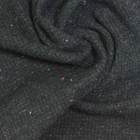 Polyester Cotton Stretch Waffle Knit Fabric, 200 gsm, 180 cm — Grey