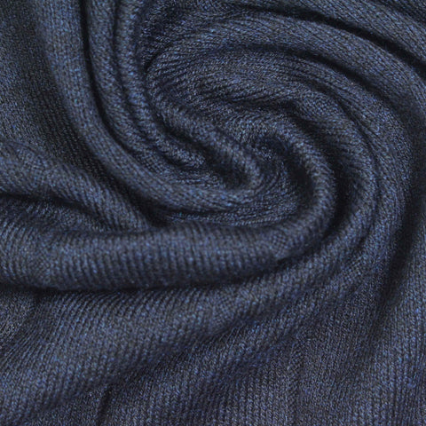 Dark Blue Marl Rib Knit, Viscose-Acrylic