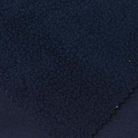 Polyester Cotton Sherpa Fleece Fabric, 360 gsm, 175 cm — Navy