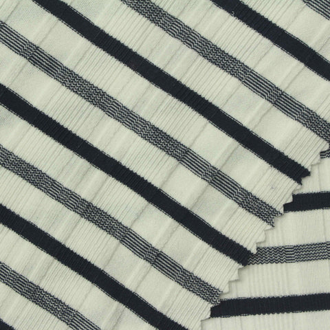 Dark Blue Stripes Rib Knit