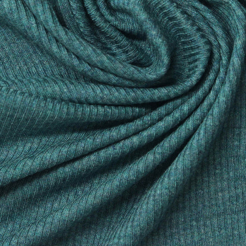 Teal Marl Rib Knit, Viscose