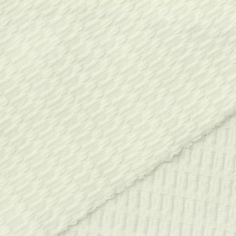 Jacquard Cotton Polyester Stretch Knit Fabric, 180 gsm, 165 cm — White