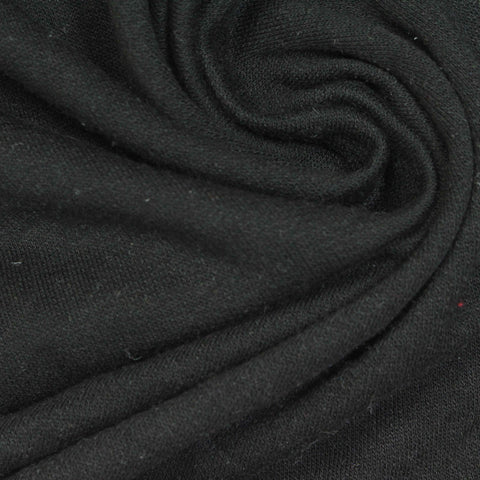 100% Cotton French Terry Fabric, 165 gsm, 165 cm — Black