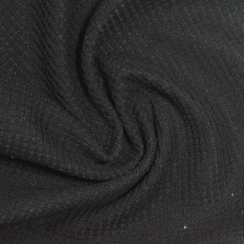 100% Polyester Waffle Knit Fabric, 227 gsm, 190 cm — Black