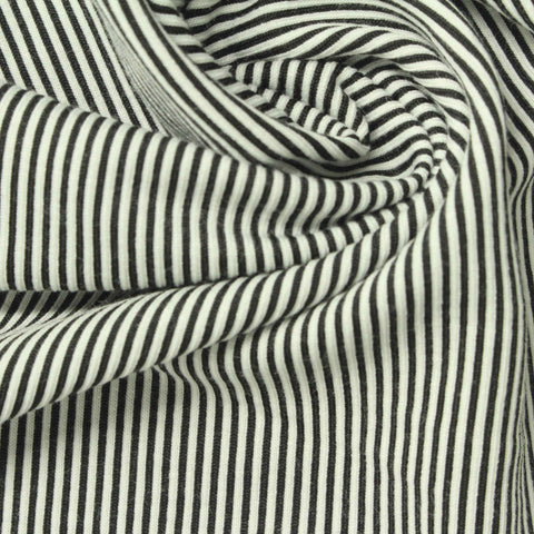 Black Vertical-Stripe Jersey Knit, Poly-Viscose, 204 gsm