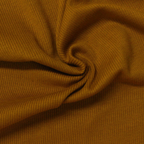 Cotton Polyester Stretch Rib Knit Fabric, 281 gsm — Khaki