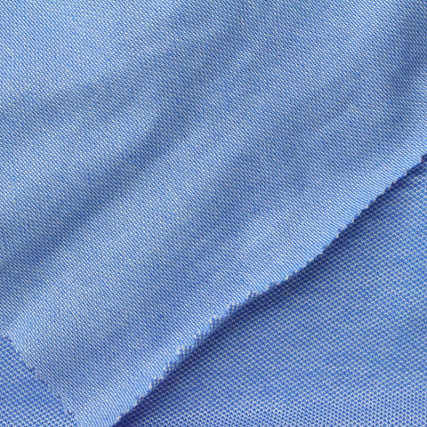 Cotton Polyester Stretch Piqué Knit Fabric, 207 gsm, 160 cm — Blue