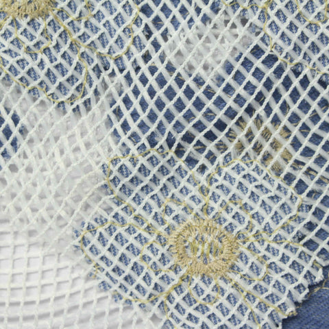 Blue Floral Knit, Cotton-Poly
