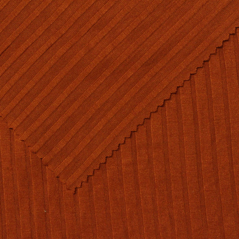 Viscose Stretch Rib Knit Fabric, 204 gsm — Orange