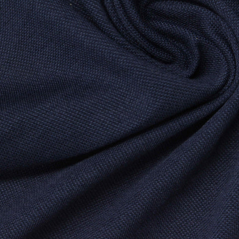 Cotton Polyester Piqué Knit Fabric, 145 gsm, 170 cm — Navy