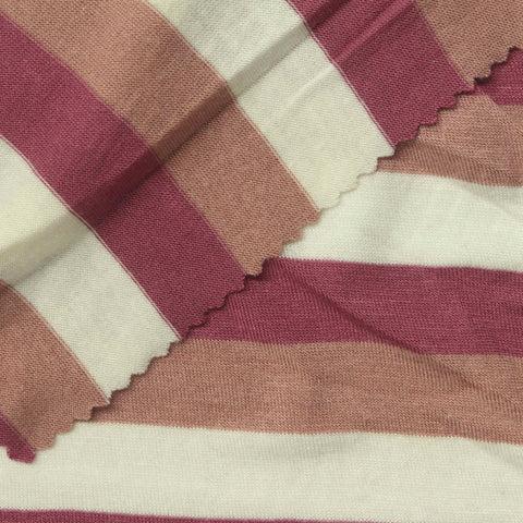Cream Horizontal-Stripe Jersey Knit, Viscose, 200 gsm, 160 cm