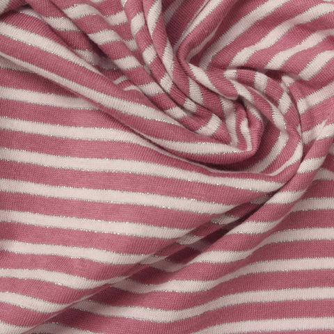 Dusty Rose Horizontal-Stripe Jersey Knit, Cotton