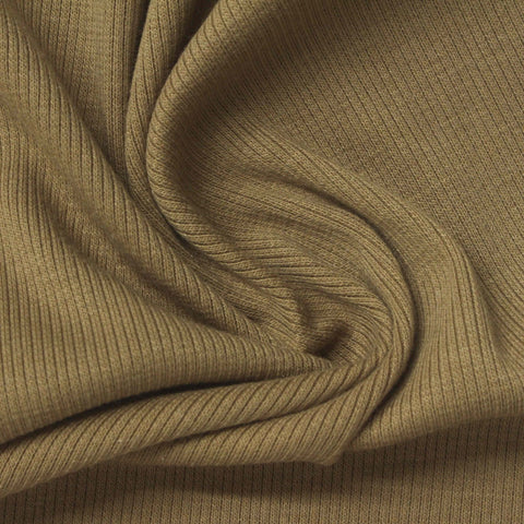 Khaki Ribbed Rib Knit, Poly-Viscose
