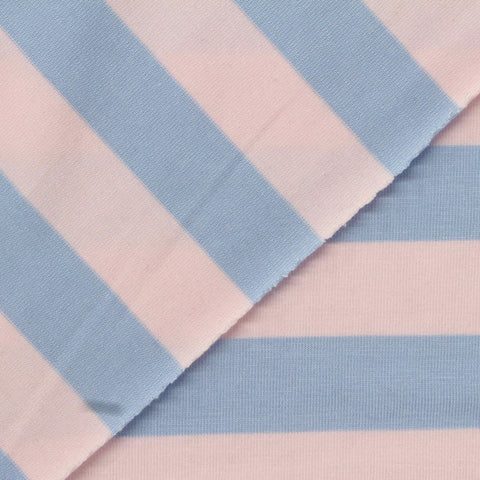 Light Blue Stripe Jersey Knit, Tencel Lyocell