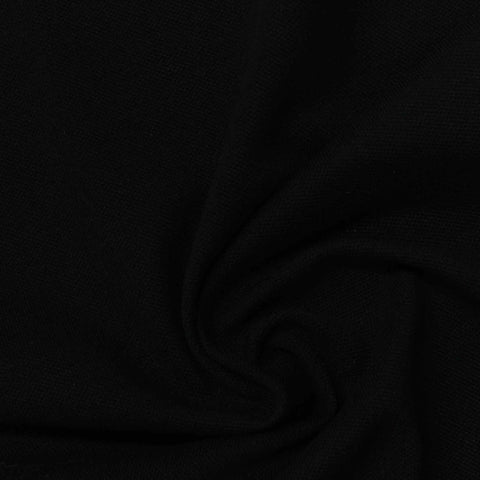 Slub Cotton Polyester Stretch Piqué Knit Fabric, 200 gsm, 185 cm — Black