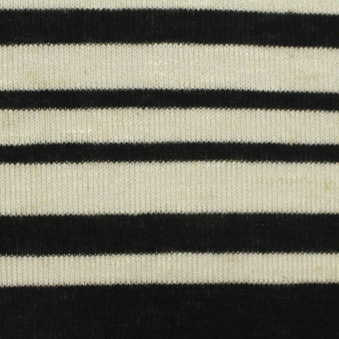 Black Horizontal-Stripe Jersey Knit, Viscose-Poly, 175 gsm