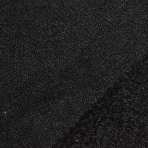 100% Polyester Sherpa Fleece Fabric, 380 gsm, 165 cm — Black