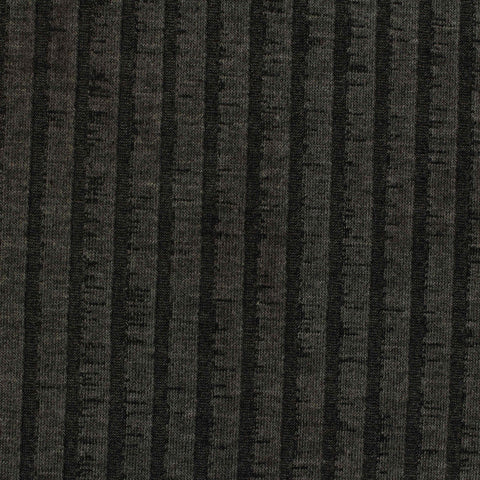 Dark Grey Vertical-Stripe Rib Knit, Viscose