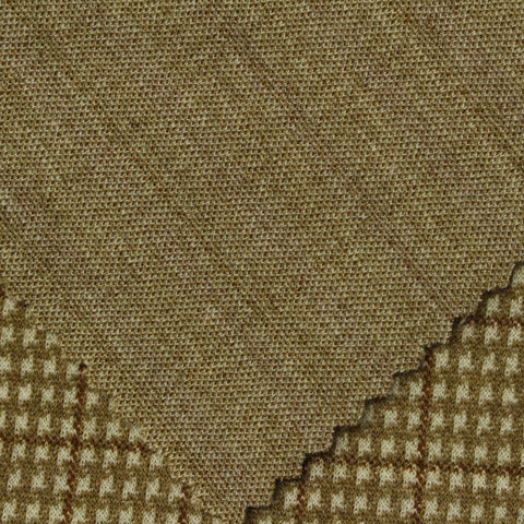 Plaid Polyester Viscose Stretch Ponte Knit Fabric, 300 gsm, 160 cm — Khaki, ref EF-227530