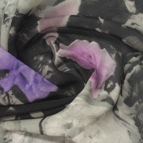 Pink Roses Chiffon, Polyester, 100 gsm