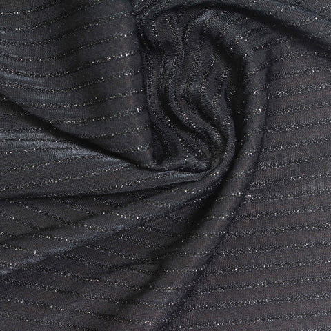 Silver Horizontal-Stripe Knit, Nylon, 185 gsm