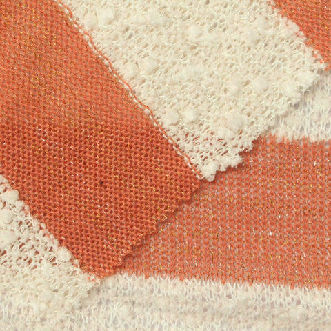 Cream Horizontal-Stripe Chunky Knit, Poly-Viscose, 200 gsm