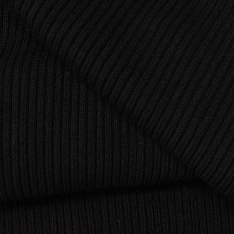 100% Polyester Rib Knit Fabric, 818 gsm, 95 cm — Black