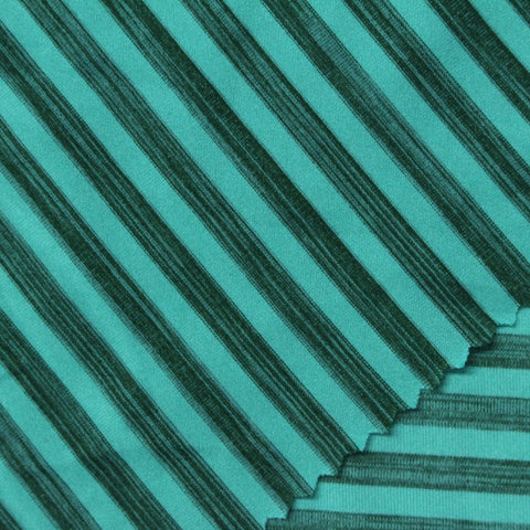 Teal Horizontal-Stripe Jersey Knit, Polyester