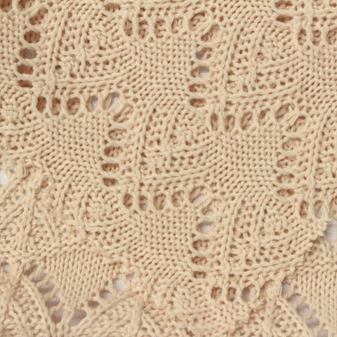 Light Beige Openwork Pointelle Knit, Poly-Cotton