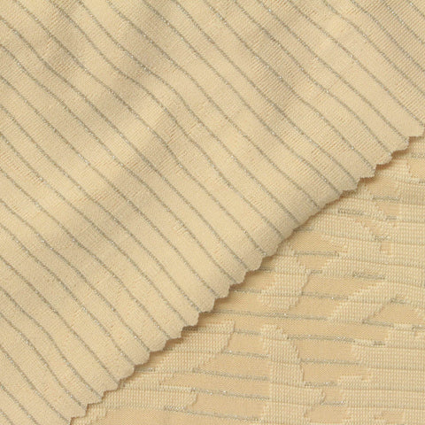 Beige Tone-on-Tone Leaf Pointelle Knit, Polyester