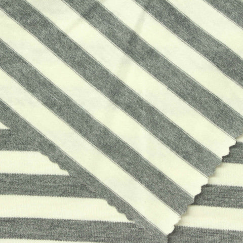 Grey Horizontal-Stripe Jersey Knit, Poly-Viscose, 180 gsm