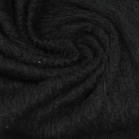 Jacquard Brushed Polyester Stretch Crepe Fabric, 170 gsm, 160 cm — Black